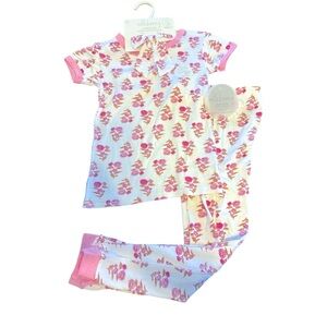 Milkberry toddler girl 3 piece set Pink Floral bamboo Kids Pajamas size 5T new